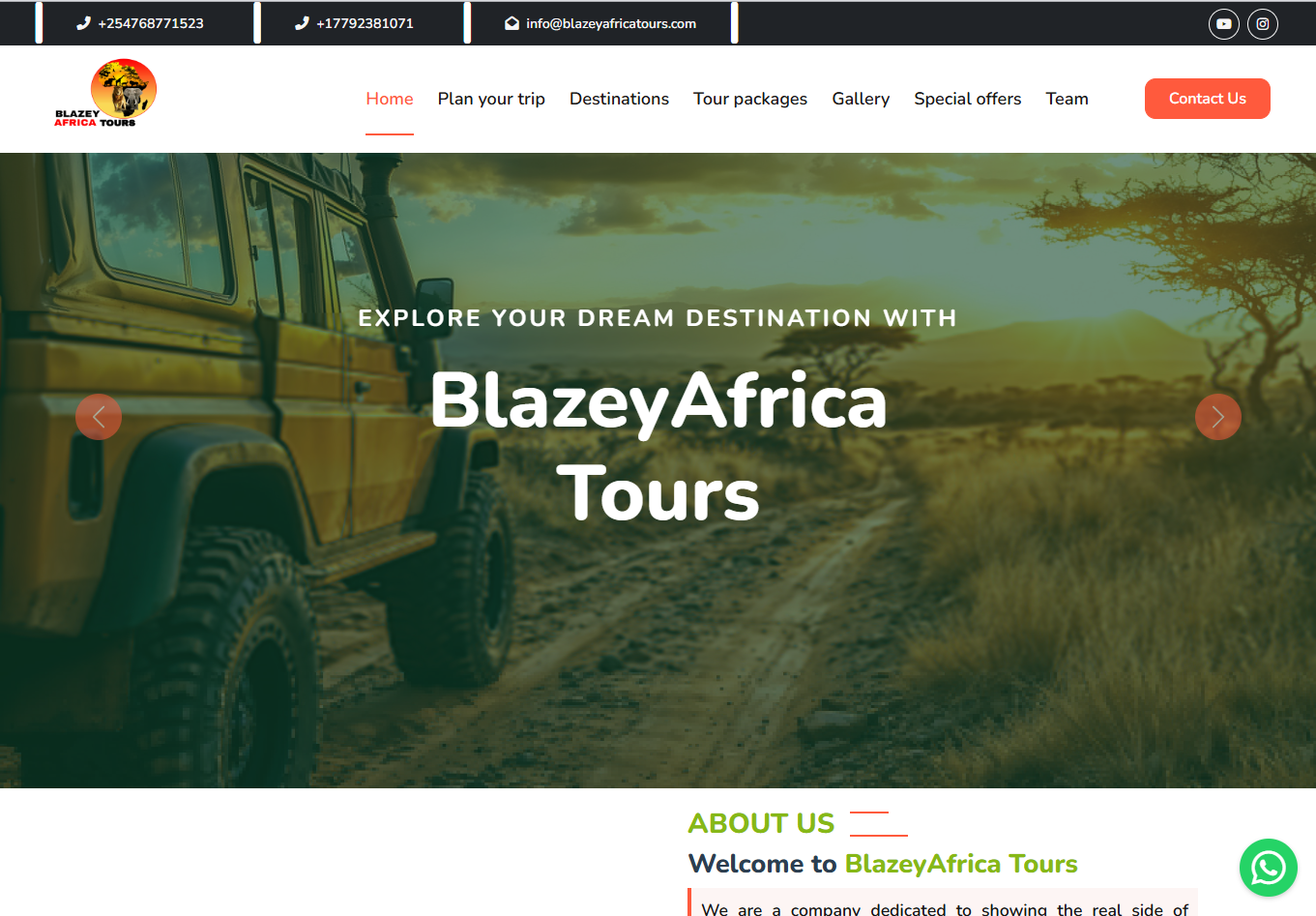 Blazey Africa Tours website